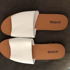 New ! Just Fab White faux leather Sandals -